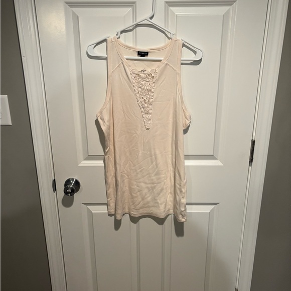 Torrid: Cotton Modal Rib Notch Neck Crochet Inset Tank - Picture 4 of 6